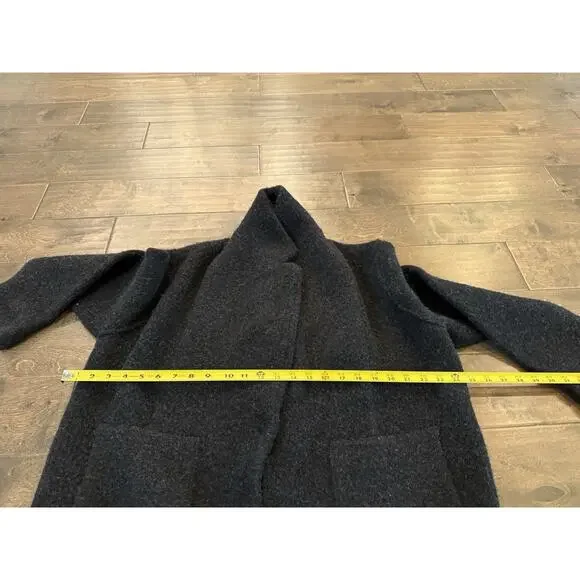 Vince Womens Black Long Brushed Wool Alpaca One Button Jacket Overcoat M $695 - Picture 10 of 10